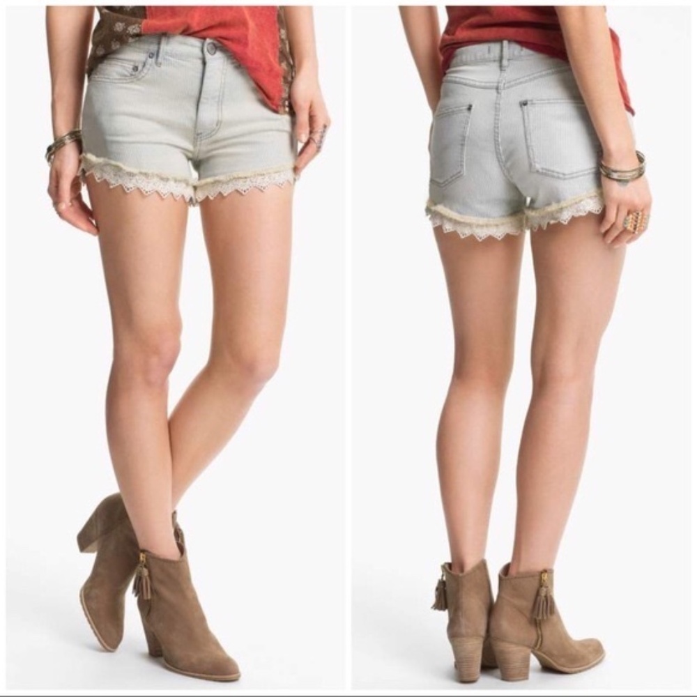 Free People Jean Short with Lace Trim